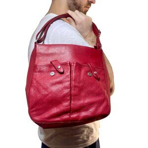 Fossil | Vintage Red Leather Crossbody with Signature Wooden Key Charm